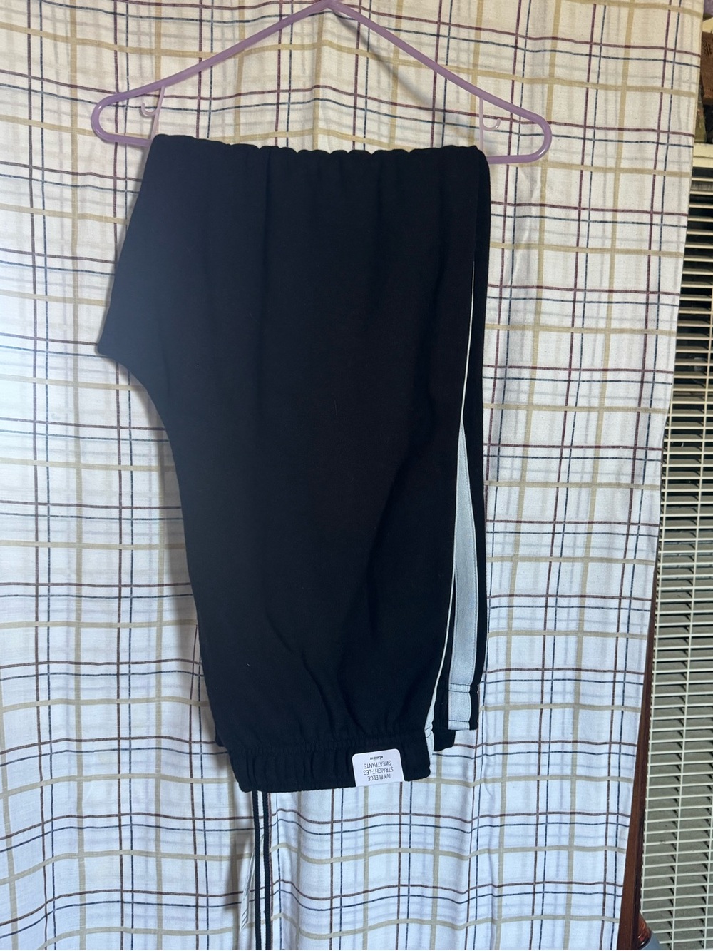 PINK Victoria's Secret Black Track Joggers with White Side Stripe